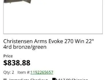 Christensen Arms Evoke 270 Win. Like new