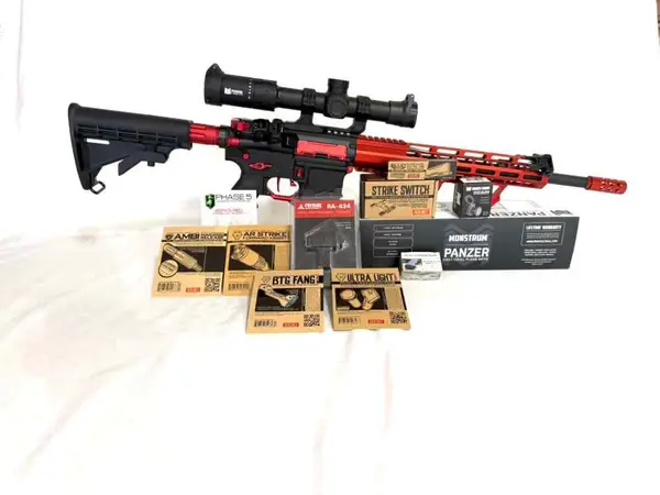AR-15 16” Rifle Custom Built in RED w/ LPVO optic