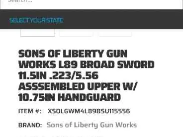 Need 11.5/12.5 SOLGW Upper