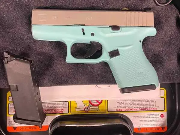 Glock 43 teal and silver