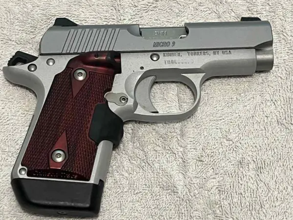 Kimber Micro9 Stainless Rosewood Green Laser Grips