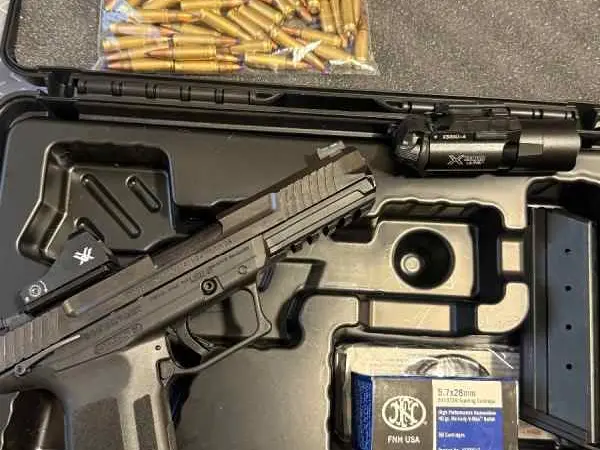 Ruger 57 pro with red dot + light