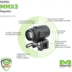 MMX3 3x Micro Magnifier w/Quick Flip Mount Black - photo 2