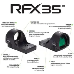 RFX35 1X22 Micro Green Dot Reflex Sight for RMR Black - photo 5