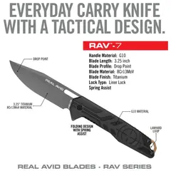 RAV-7 Drop Point Folding Carry Knife Titanium Coat - photo 2