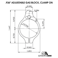 AR-15 Clamp On Titanium Adjustable Gas Block .936" Black - photo 3