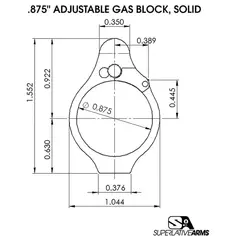 AR-15 Solid Titanium Adjustable Gas Block .875" Gray - photo 2