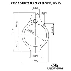 AR-15 Solid Titanium Adjustable Gas Block .936" Black - photo 4