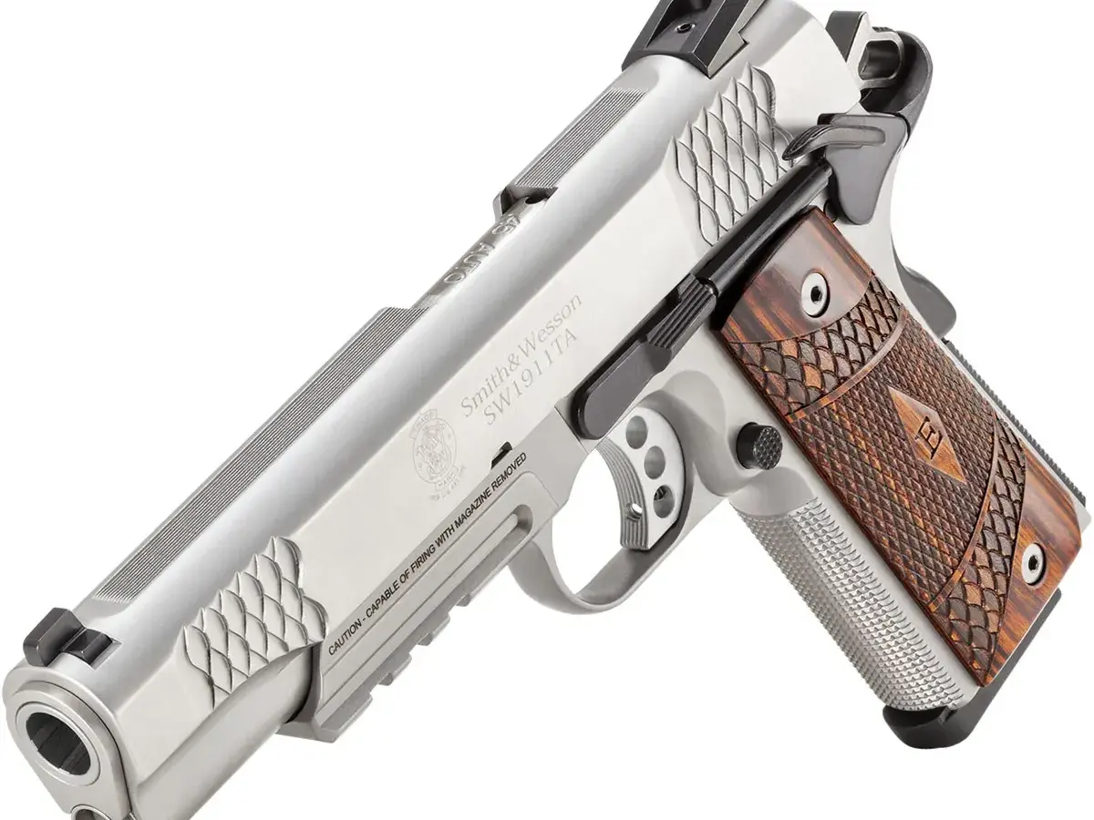 Smith & Wesson SW1911TA E-Series Tactical Rail 45 ACP, 5" Barrel, SS/Wood - photo 6