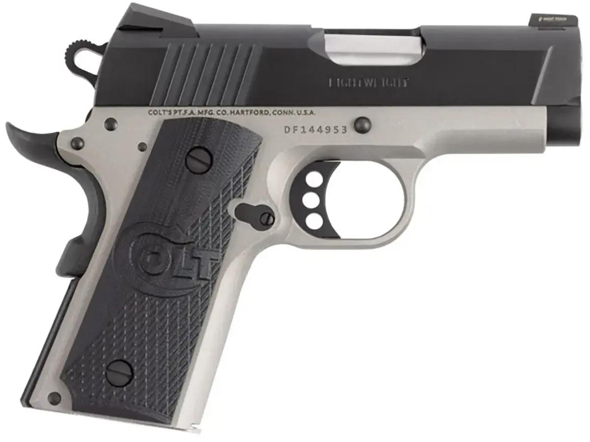Colt Defender 45 ACP 3" Two-Toned Blued, Black Grip