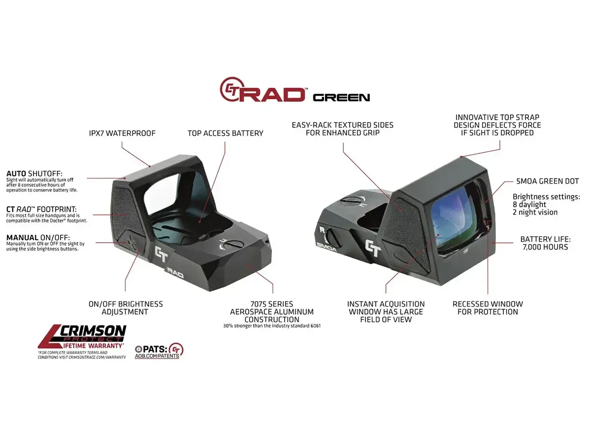 CT RAD Rapid Aiming Dot 5 MOA Green Dot Reticle Black - photo 3