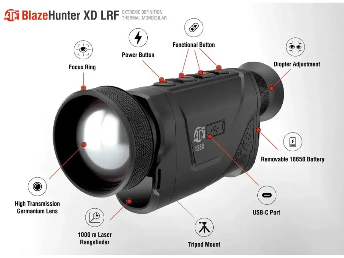 Blazehunter XD 2-16x 1280x1024 Thermal Monocular w/LRF