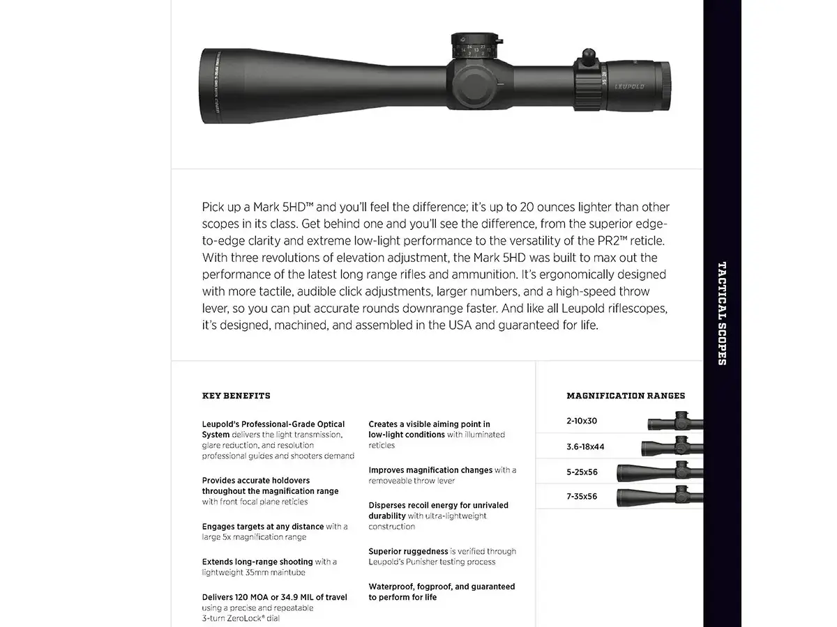 MARK 5HD 2-10x30mm FFP Illuminated TMR Reticle Black - photo 7