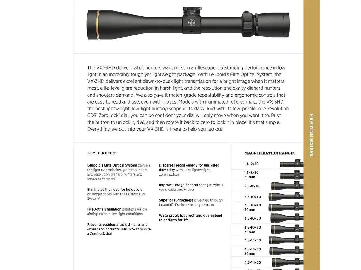 VX-3HD 4.5-14x50mm SFP CDS-ZL Duplex Reticle Black - photo 3
