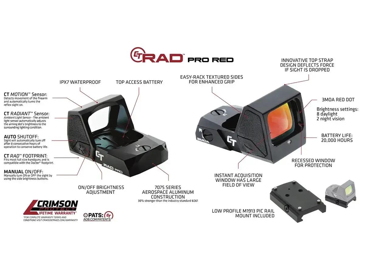CT RAD PRO Rapid Aiming Dot 3 MOA Red Dot Reticle Black - photo 6