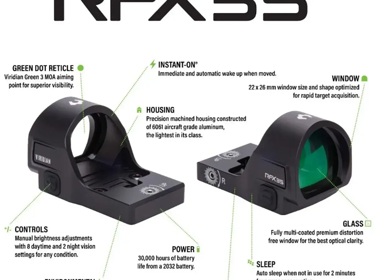 RFX35 1X22 Micro Green Dot Reflex Sight for RMR Black - photo 5