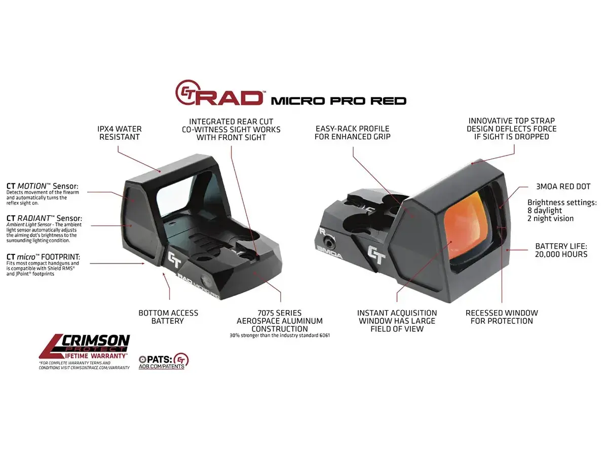 CT RAD MICRO PRO Rapid Aiming Dot 3 MOA Red Dot Reticle BLK - photo 6