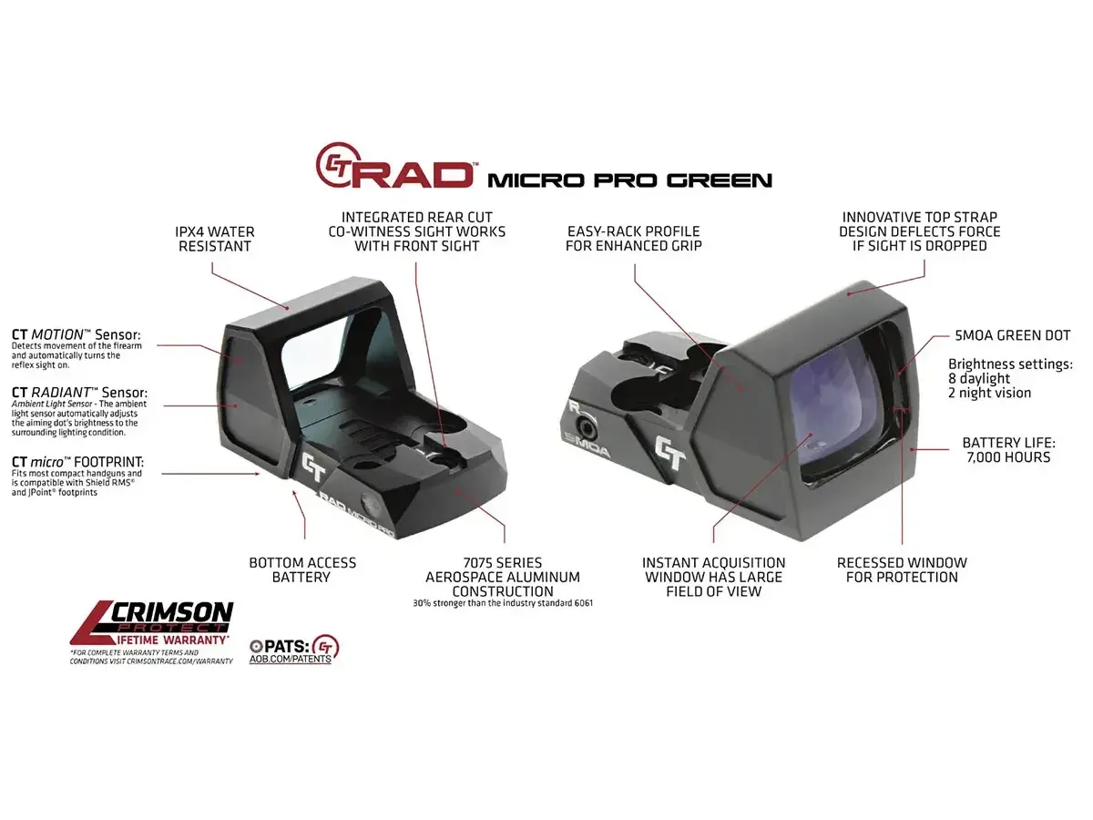 CT RAD MICRO PRO Rapid Aiming Dot 5MOA Green Dot Reticle BLK - photo 6