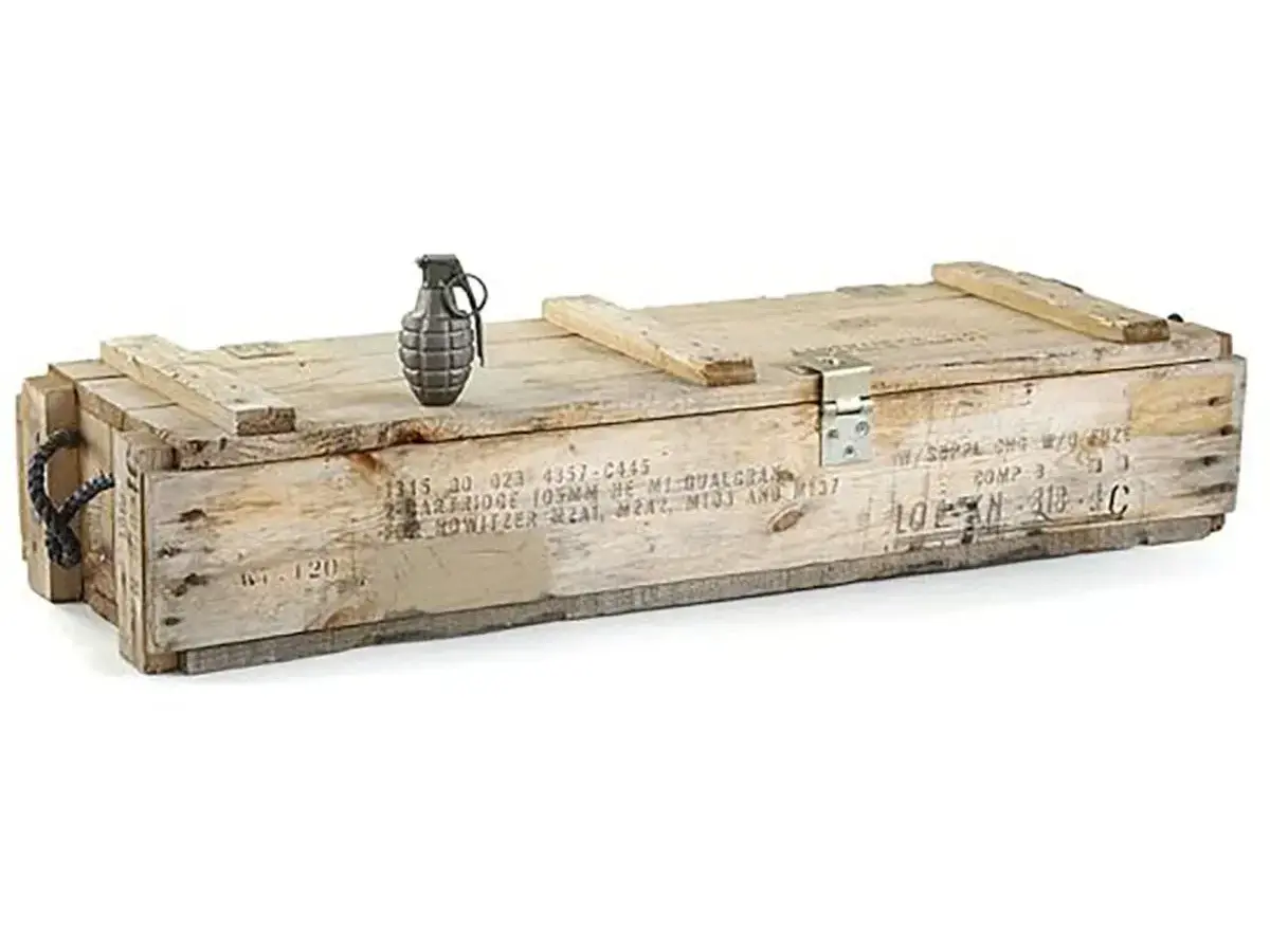 G1 105mm Wood Ammo Box 36x12x8 Natural Wood