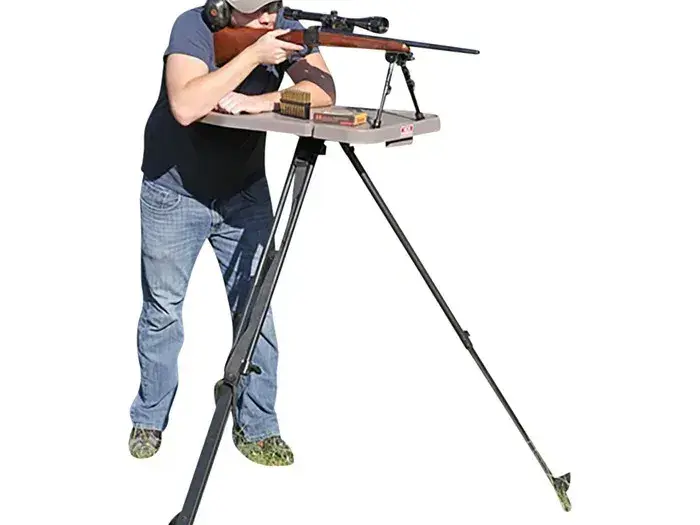 High-Low Shooting Table Adjustable Height Dark Earth