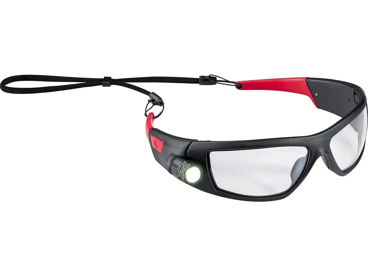SPG500 Safety Glasses w/Built-In Rechargeable Light BLK/Red