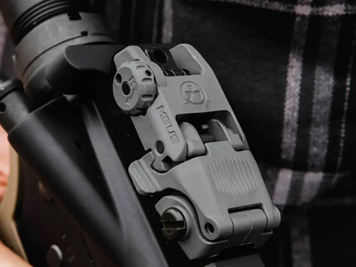 MBUS Rear Sight Flip-Up Polymer for AR-15 Stealth Gray - photo 2