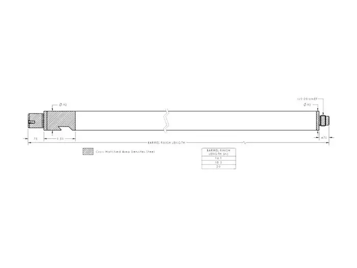 22 Long Rifle 16 Twist 16.1" Carbon Fiber Bull Barrel