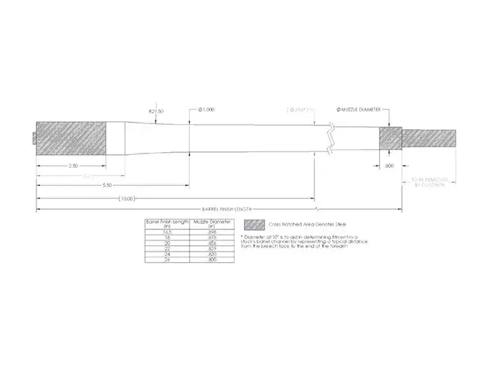 264 Caliber 1-8 Twist 24" Carbon Fiber Bull Barrel