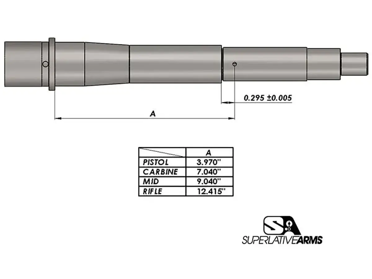 AR-15 Adj Piston System W/Solid .625" Gas Block Midlength LH - photo 3