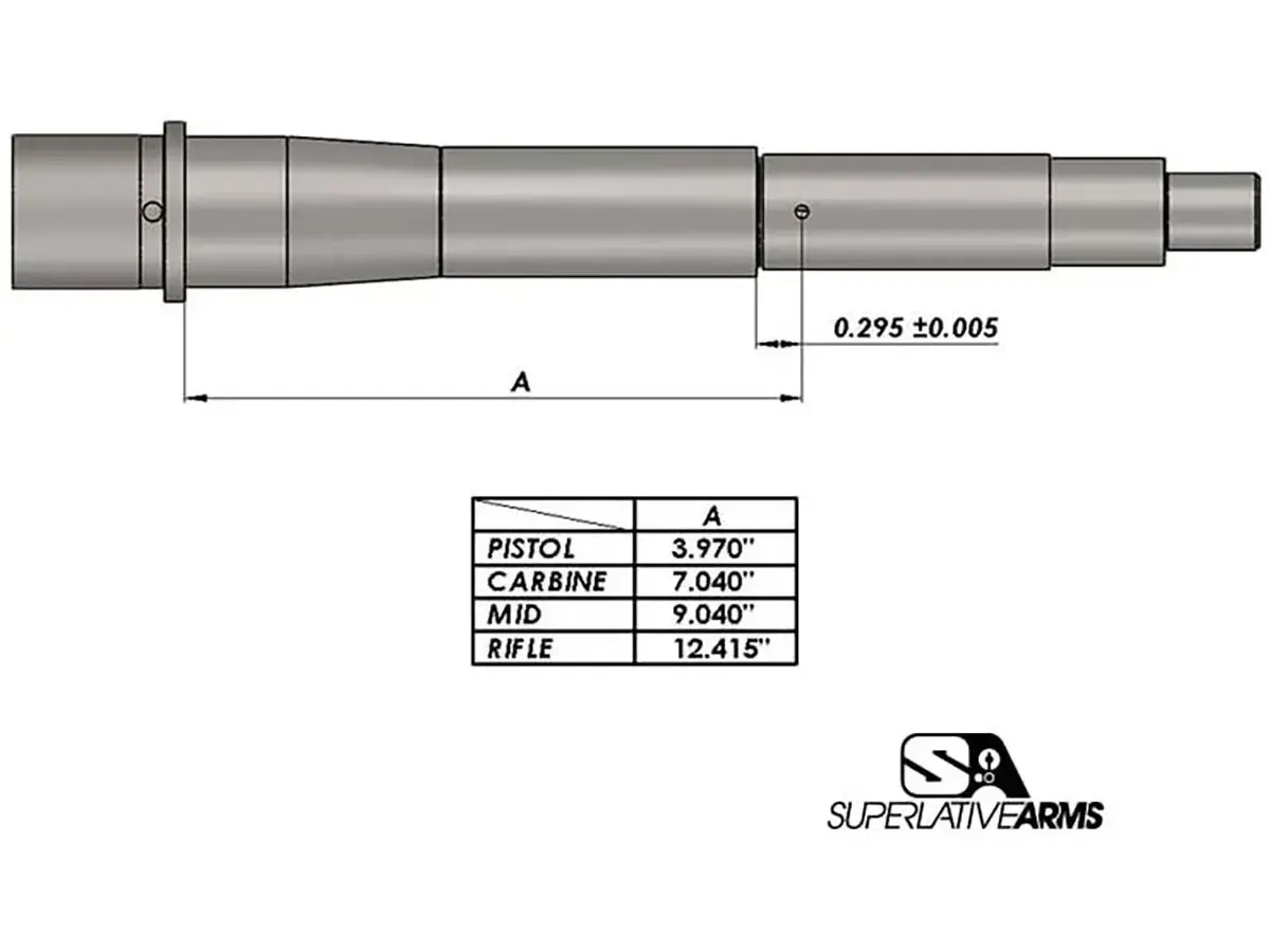 AR-15 Adj Piston System W/Solid .625" Gas Block Midlength RH