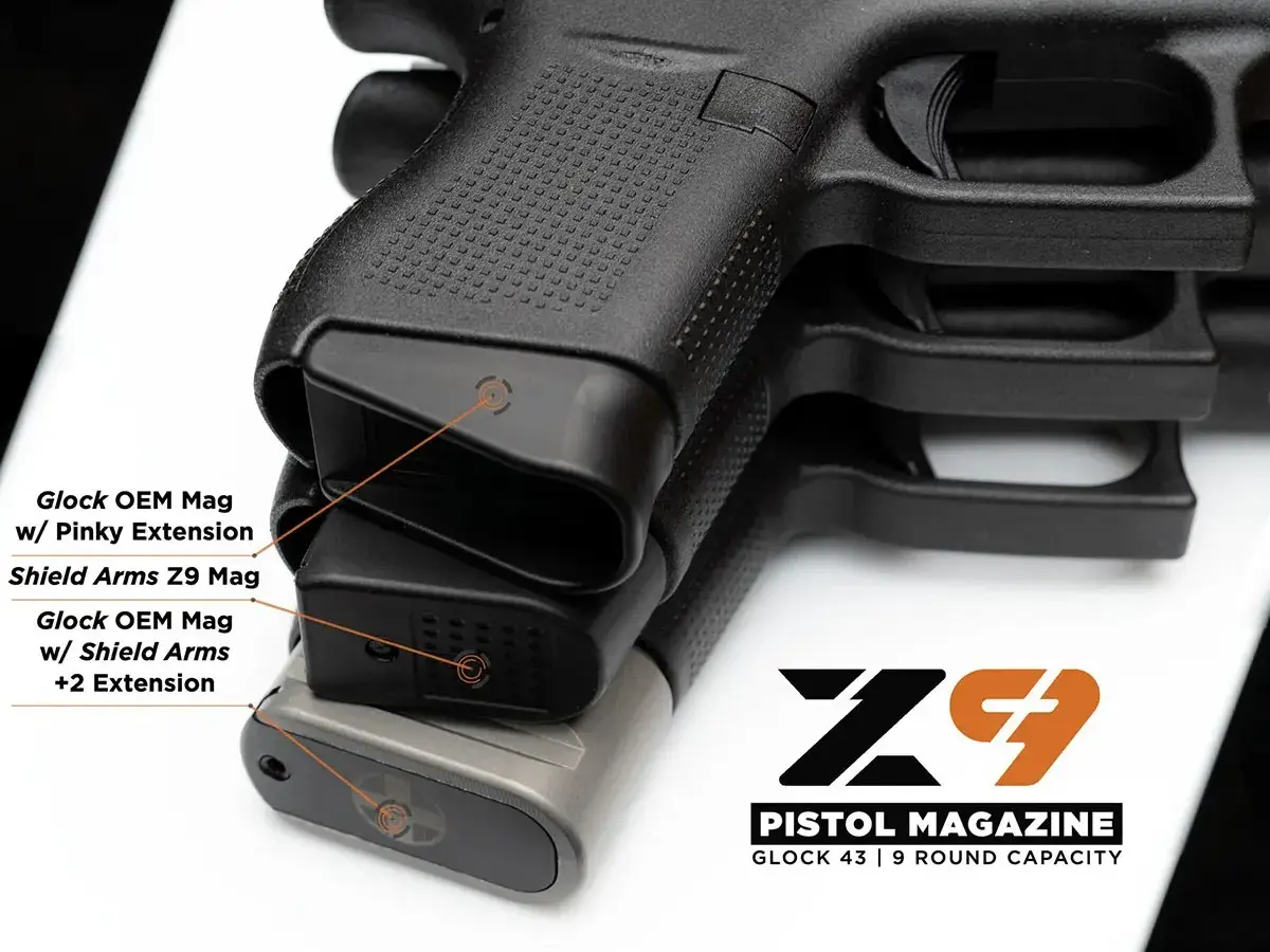 Z9 9mm Luger 9 Round Magazine For Glock 43 Black