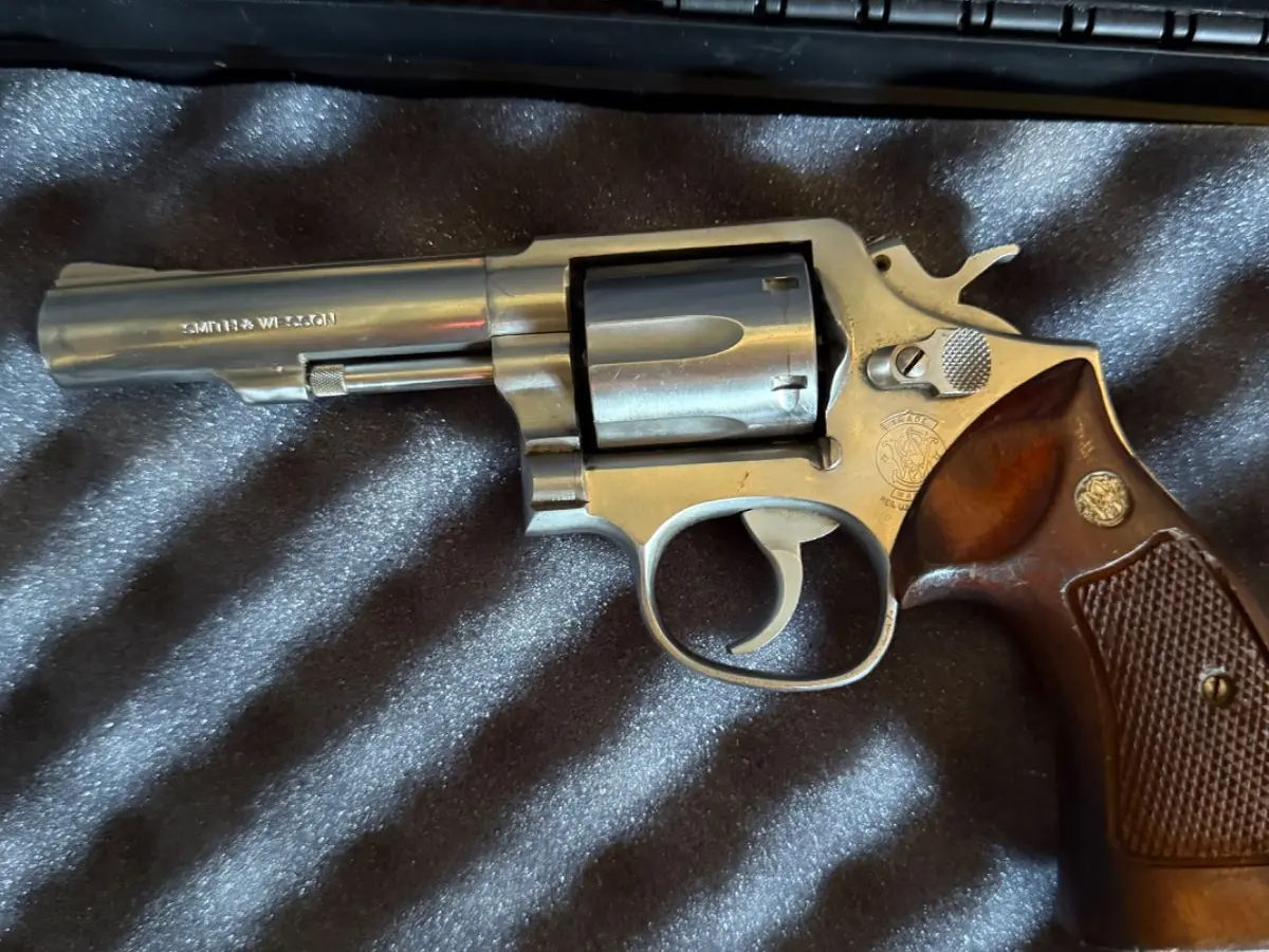 Smith and Wesson .357 magnum revolver; older K-Frame
