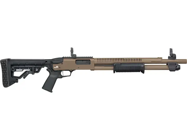 Mossberg 590R 12 Gauge, MBUS Sights, FDE