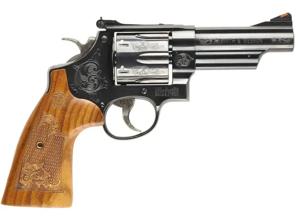Smith & Wesson Model 29 Engraved N-Frame 44 Magnum, 4" Barrel, Black/Wood