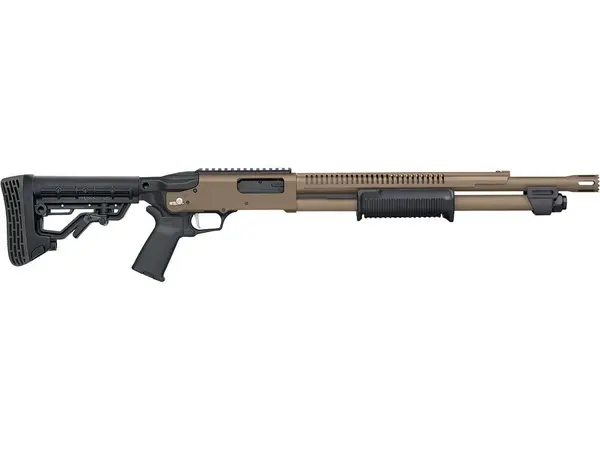Mossberg 590R 12 Gauge, 18.5" Barrel, Picatinny Rail, Black/FDE