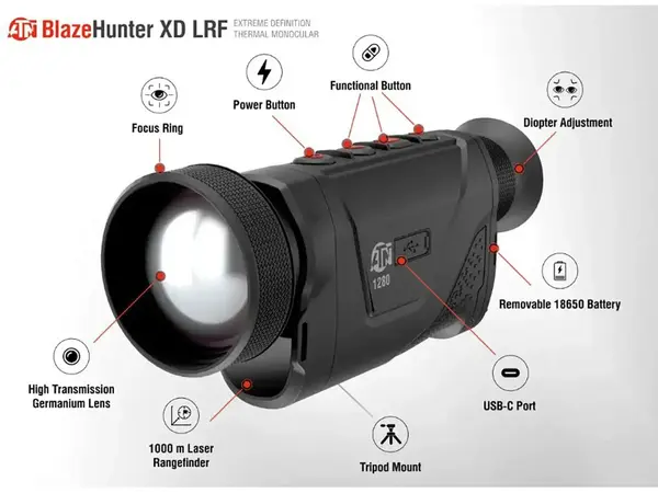 Blazehunter XD 2-16x 1280x1024 Thermal Monocular w/LRF