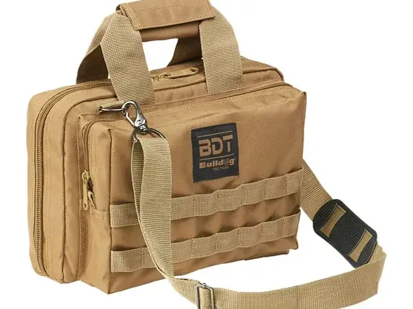 Deluxe 2 Pistol Range Bag W/Strap & Molle Tan