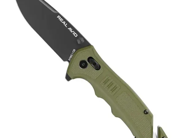 RAV-4 Drop Point Folding Carry Knife w/Strap Cutter ODG