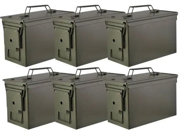 M2A1 50 Cal Steel Ammo Can OD Green 6-Pack
