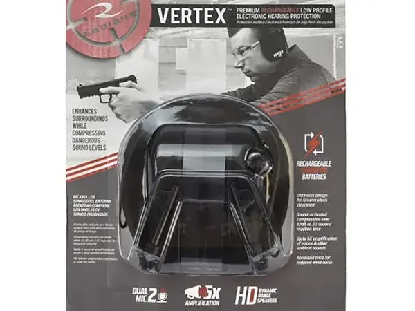 Vertex Low-Profile Electronic Earmuff, Black