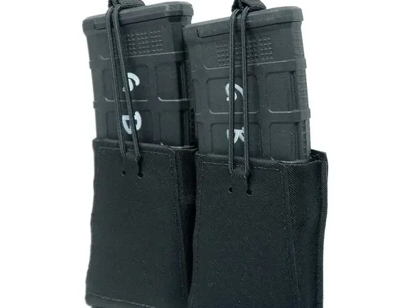 Double Rifle Mag Pouch w/Bungee Retention Black
