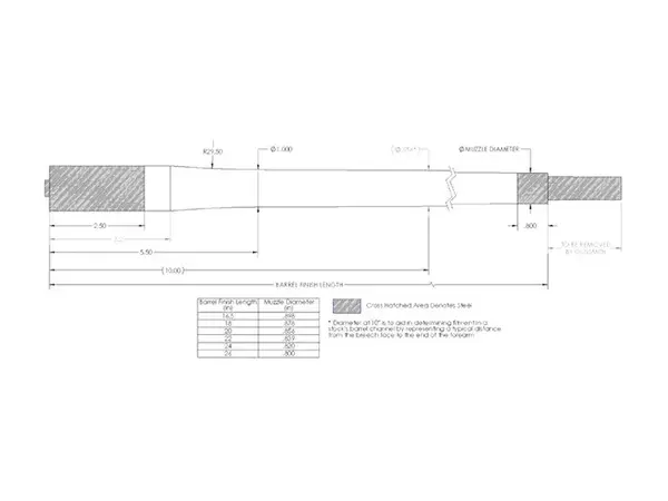 264 Caliber 1-8 Twist 24" Carbon Fiber Bull Barrel