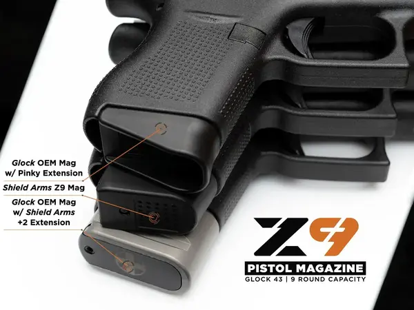 Z9 9mm Luger 9 Round Magazine For Glock 43 Black